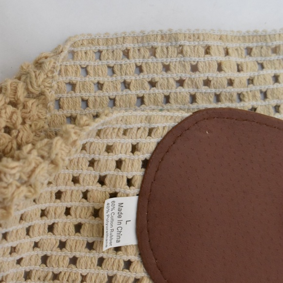 Women's Wide Width Crochet Stretch Brown Buckle Belt L - Picture 3 of 3